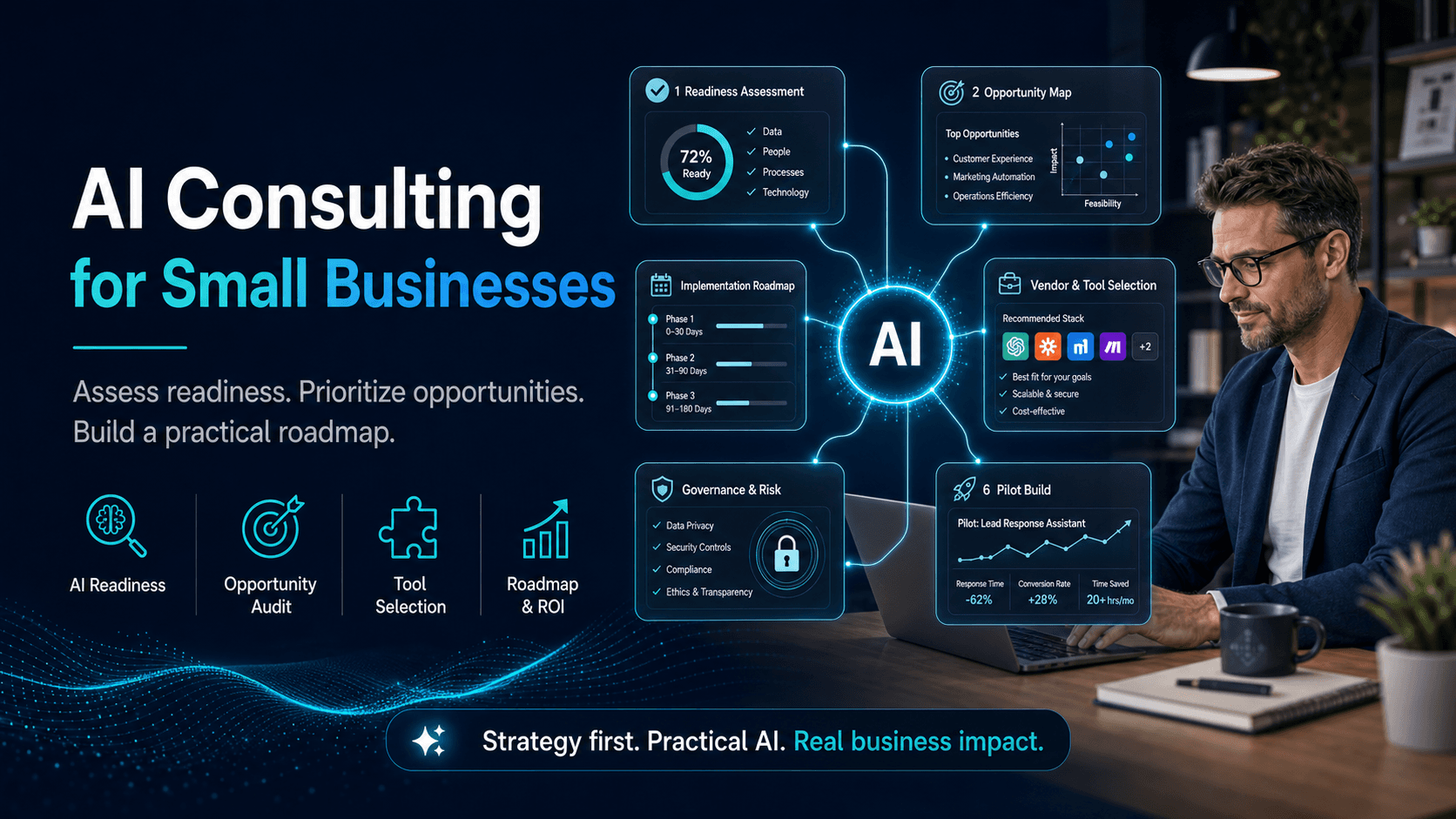AI consulting services for small businesses — readiness, roadmap, and transformation